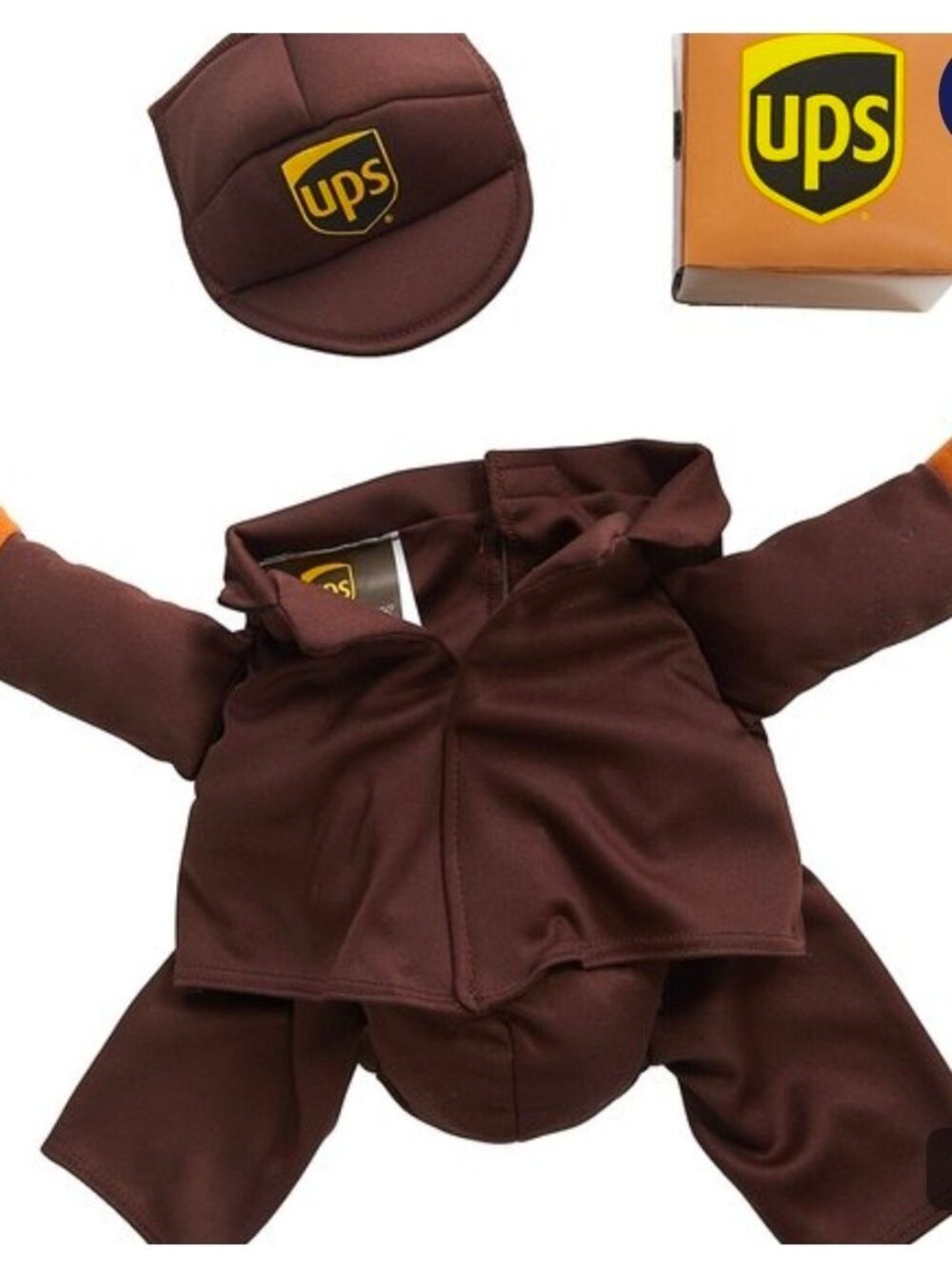 UPS Dog Costume Delivery Driver Outfit Hat & Package Pet Halloween Costume